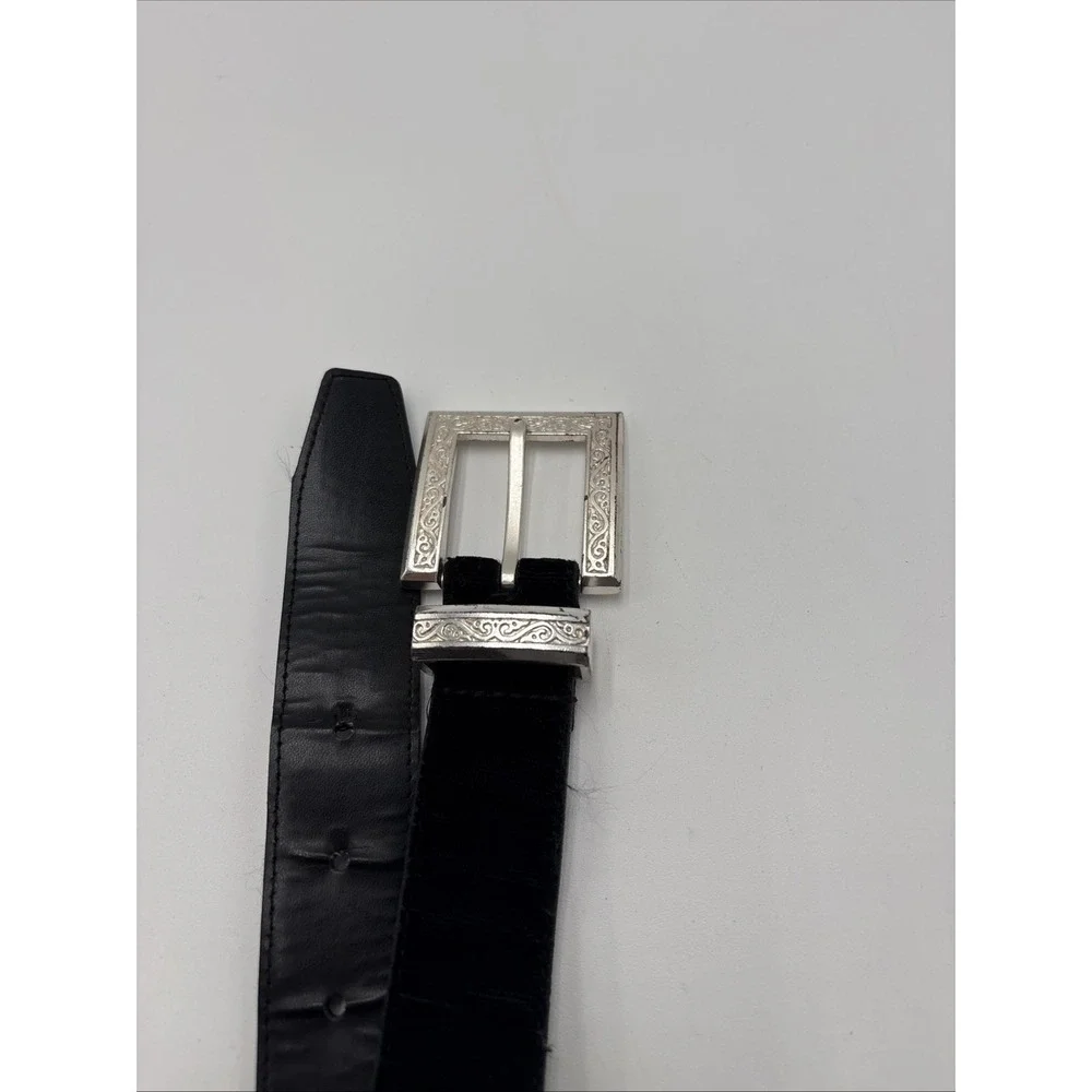 Vintage The Ritz Accessory Collection Belt 1998 Black Size M 35 Inch Silver Tone